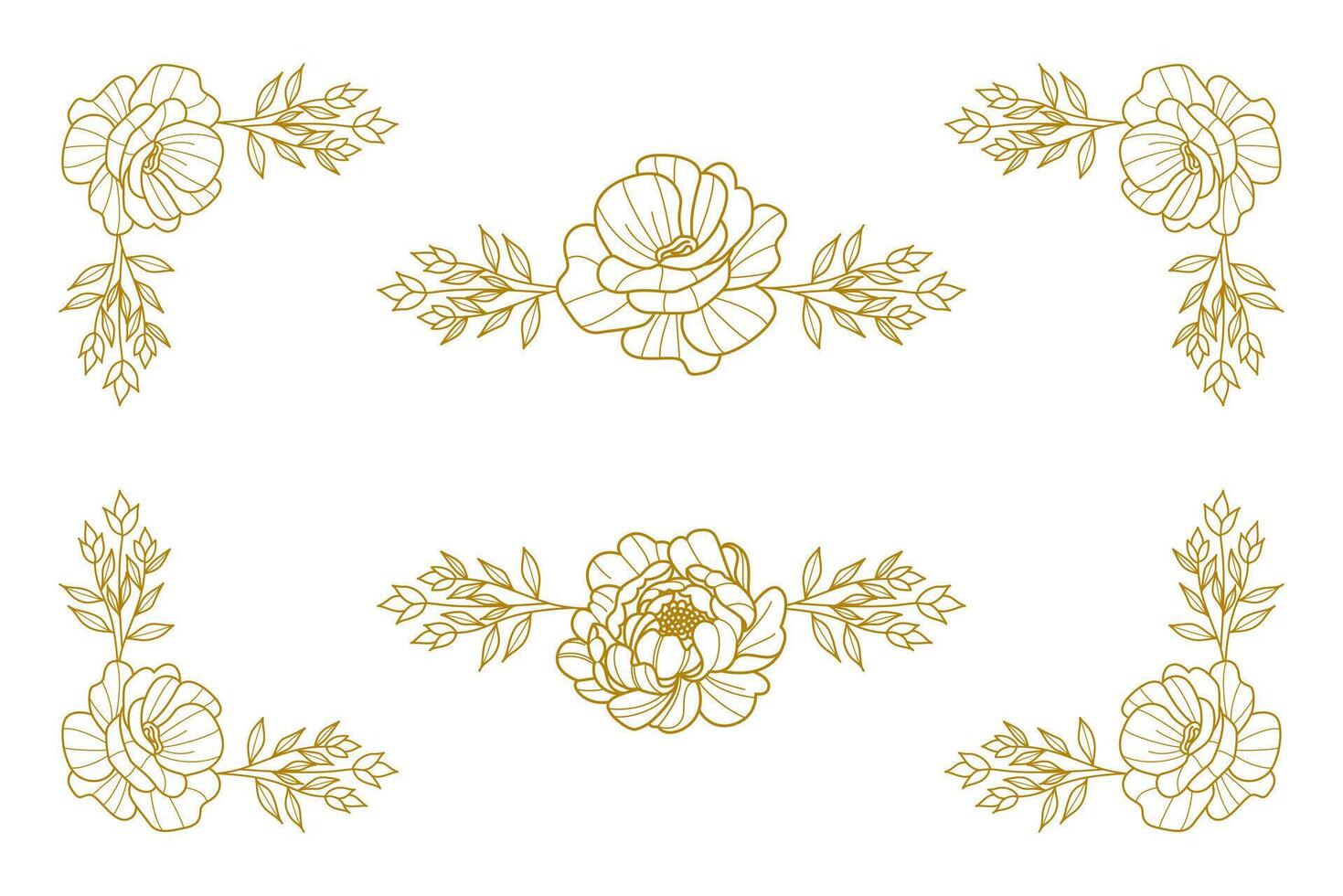 Blooms Greenery Floral Foliage Ornament Corner Text Separator vector