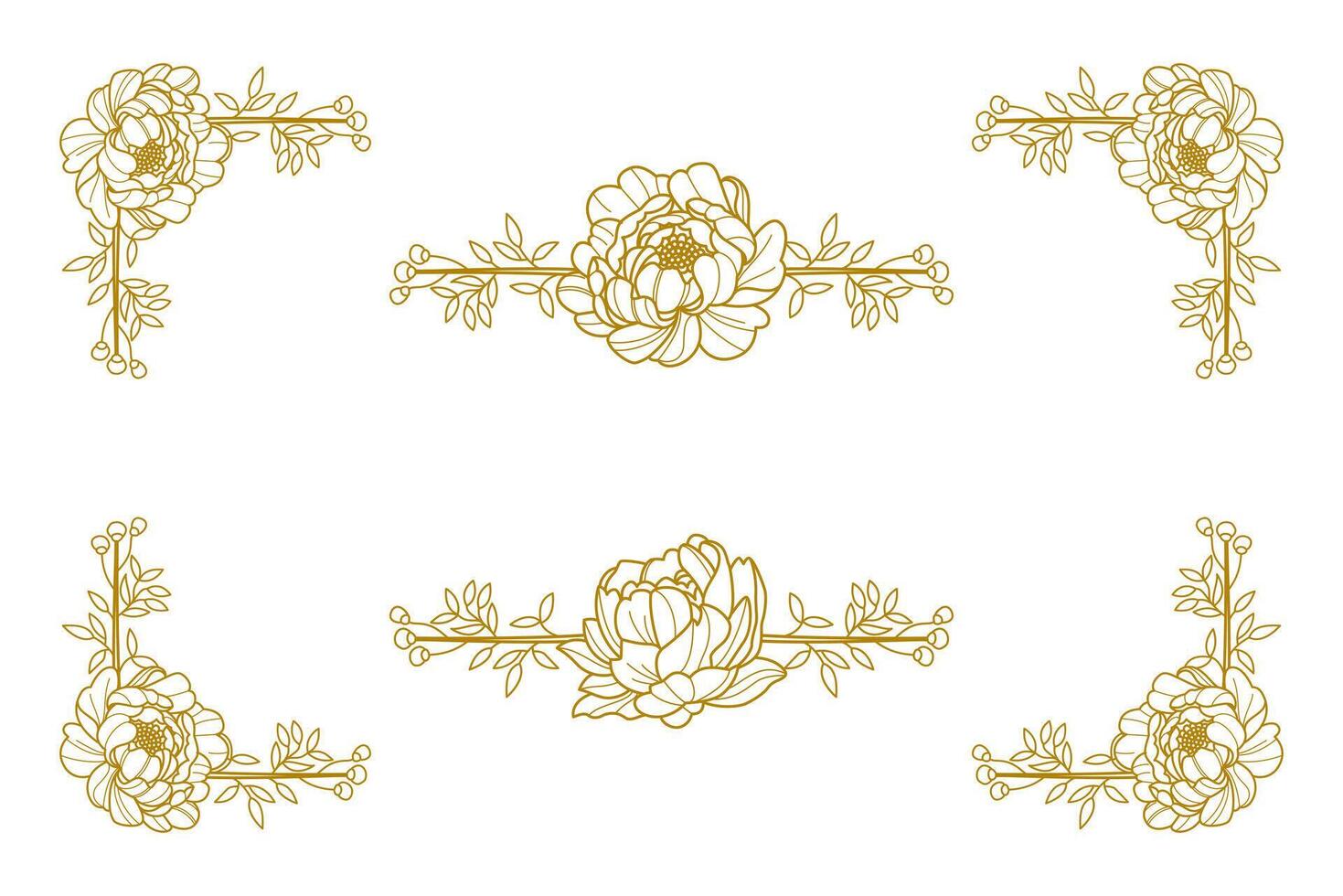 Blooms Greenery Floral Foliage Ornament Corner Text Separator vector