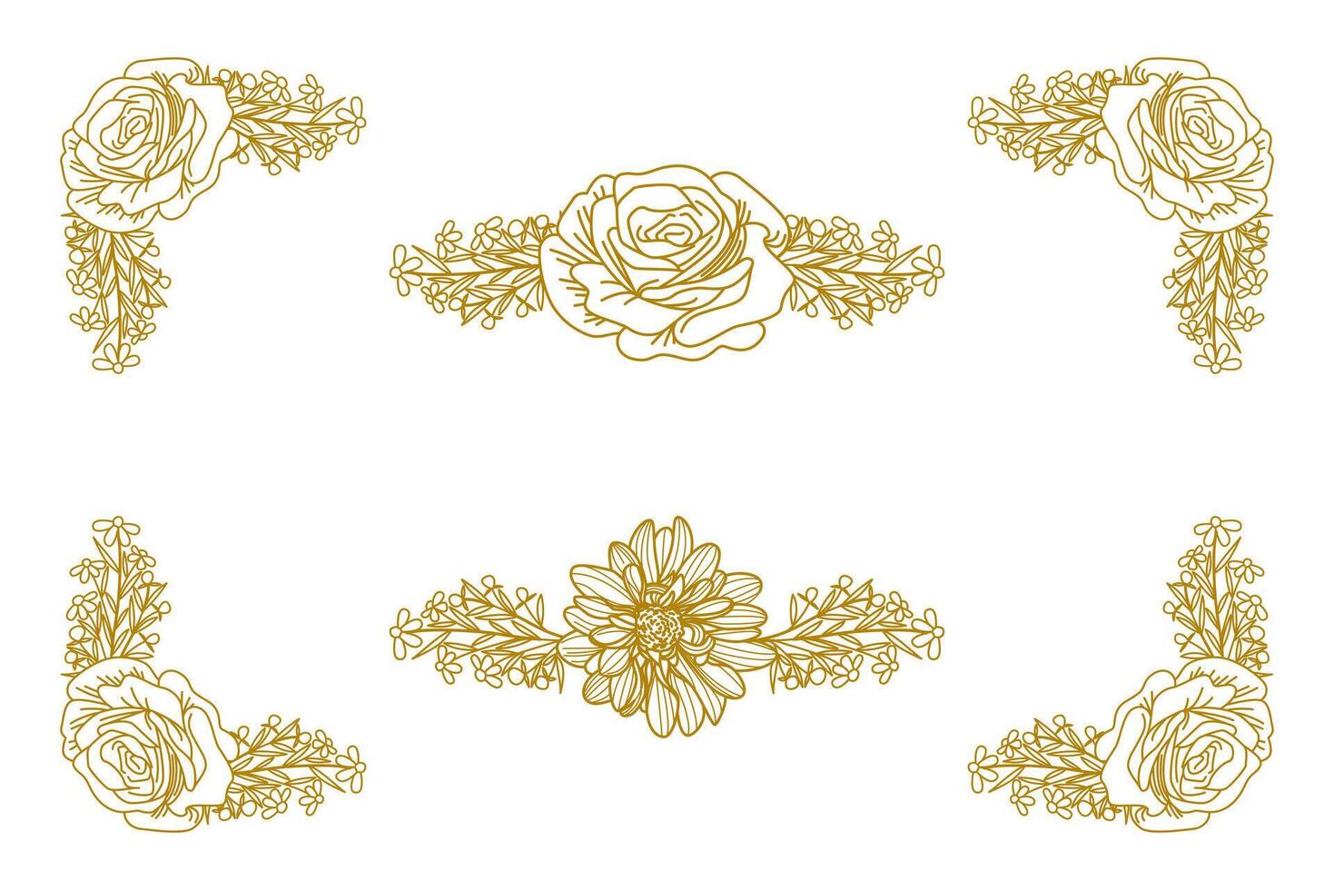 Blooms Greenery Floral Foliage Ornament Corner Text Separator vector