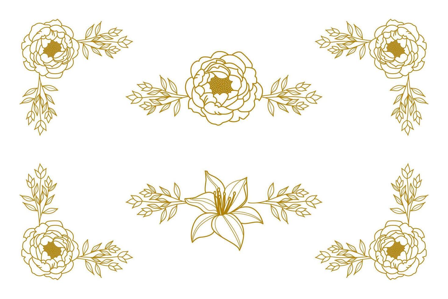 Blooms Greenery Floral Foliage Ornament Corner Text Separator vector