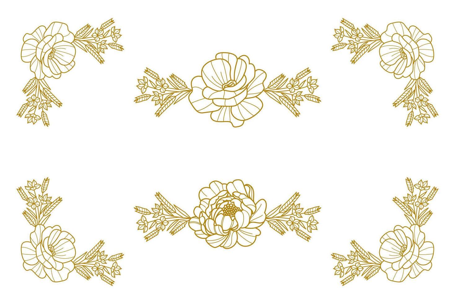 Blooms Greenery Floral Foliage Ornament Corner Text Separator vector