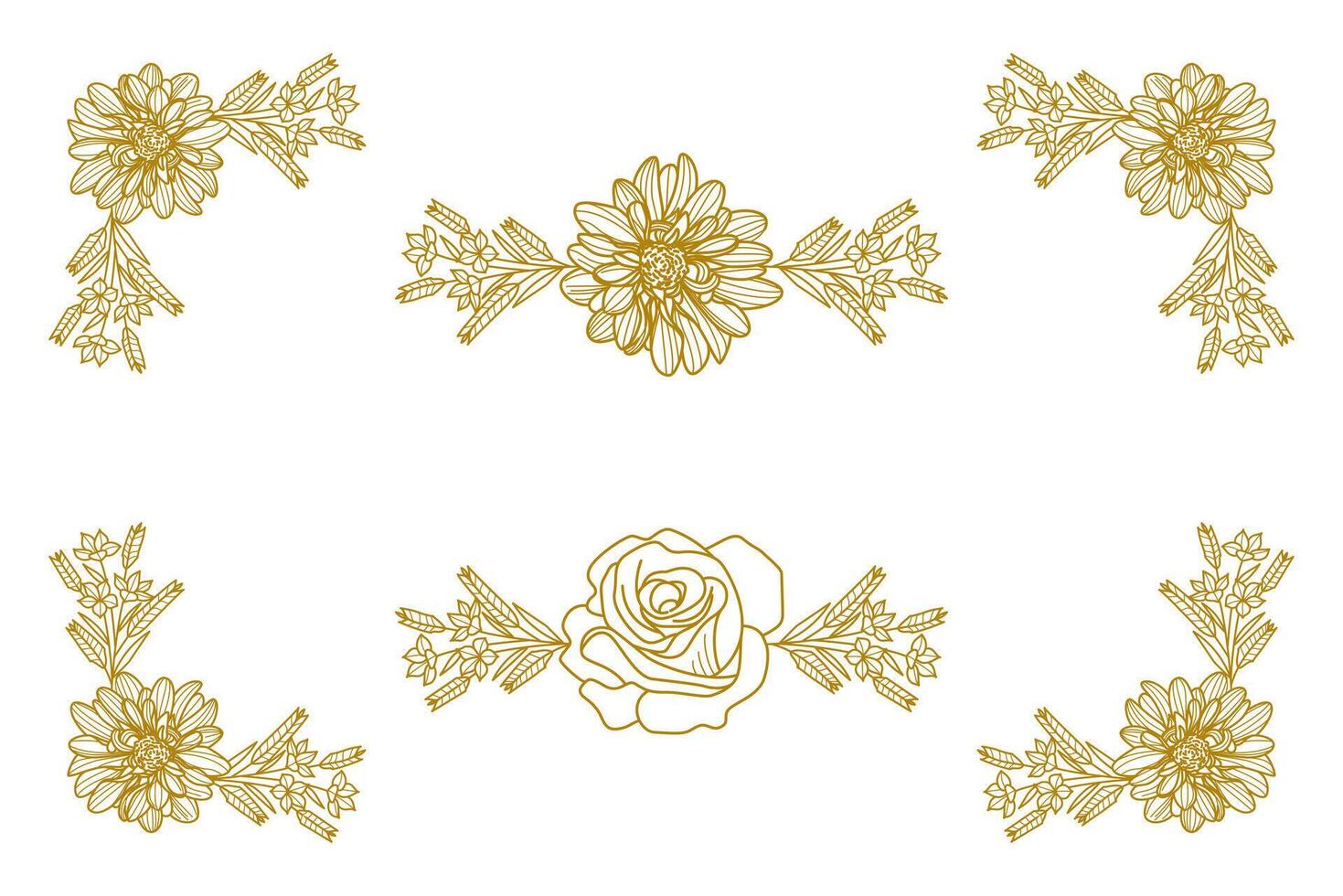 Blooms Greenery Floral Foliage Ornament Corner Text Separator vector