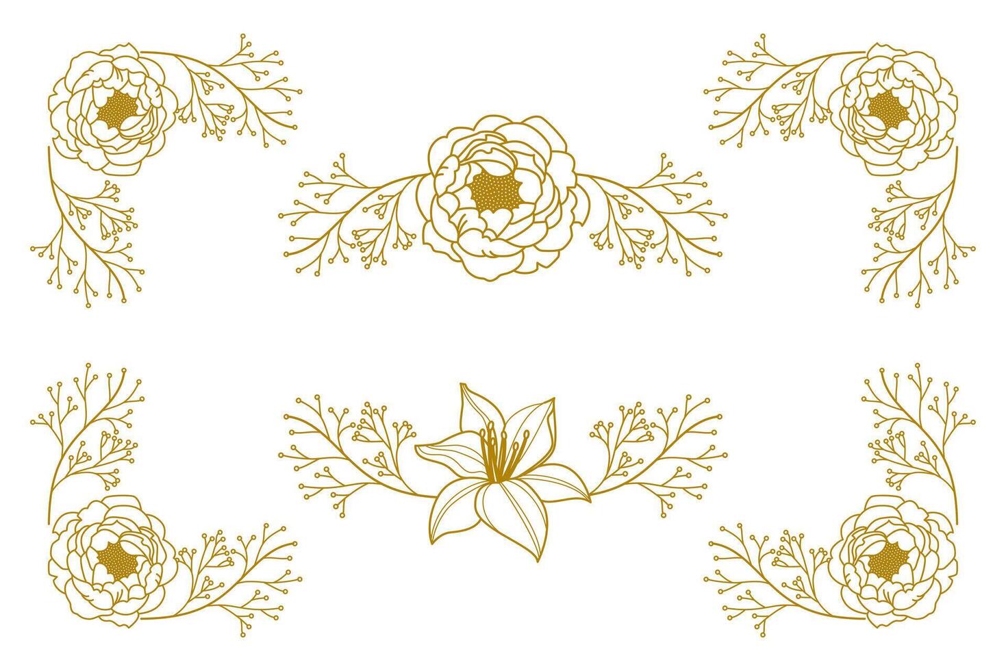 Blooms Greenery Floral Foliage Ornament Corner Text Separator vector