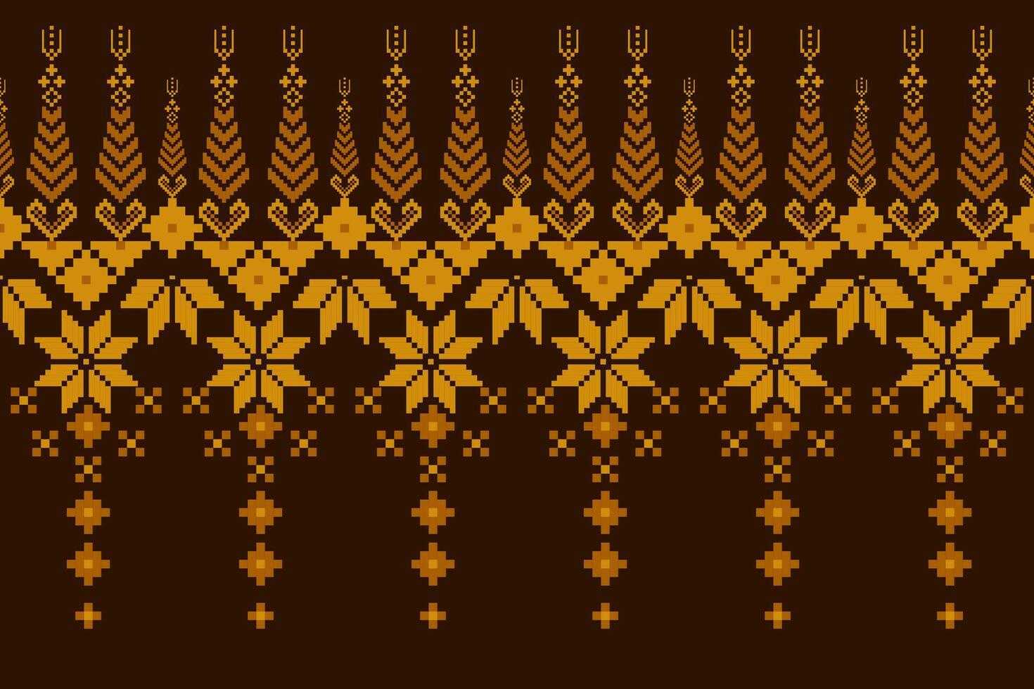 Geometric floral pattern background illustration.flower ethnic pixel pattern,Aztec style,abstract background.design for texture,fabric,clothing,decoration,print,sarong. vector
