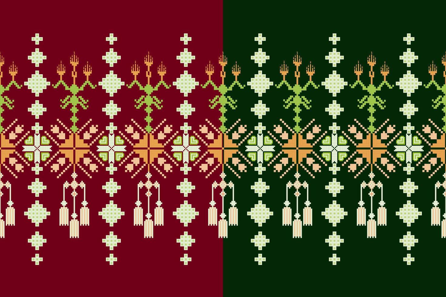 Geometric floral pattern background illustration.flower ethnic pixel pattern,Aztec style,abstract background.design for texture,fabric,clothing,decoration,print,sarong. vector