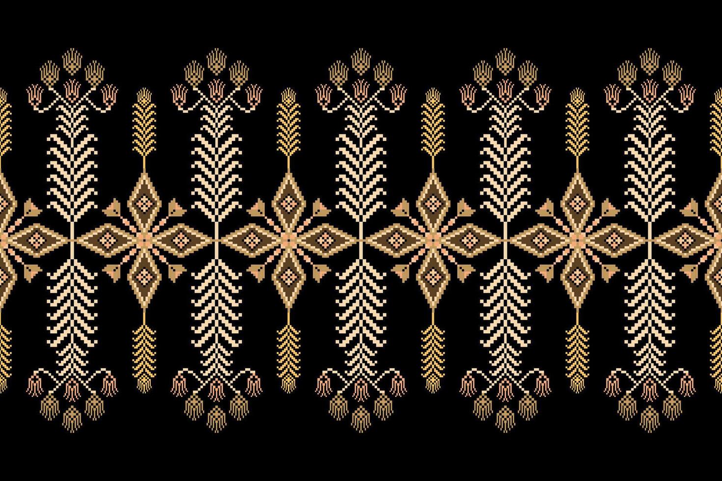 Geometric floral pattern background illustration.flower ethnic pixel pattern,Aztec style,abstract background.design for texture,fabric,clothing,decoration,print,sarong. vector