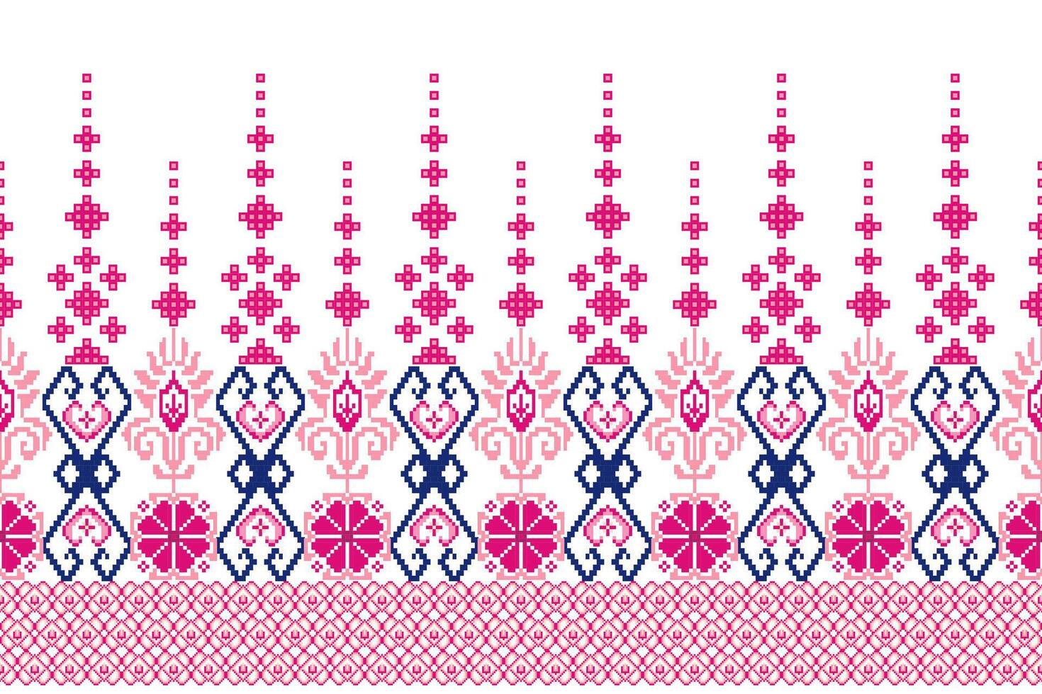 Geometric floral pattern background illustration.flower ethnic pixel pattern,Aztec style,abstract background.design for texture,fabric,clothing,decoration,print,sarong. vector