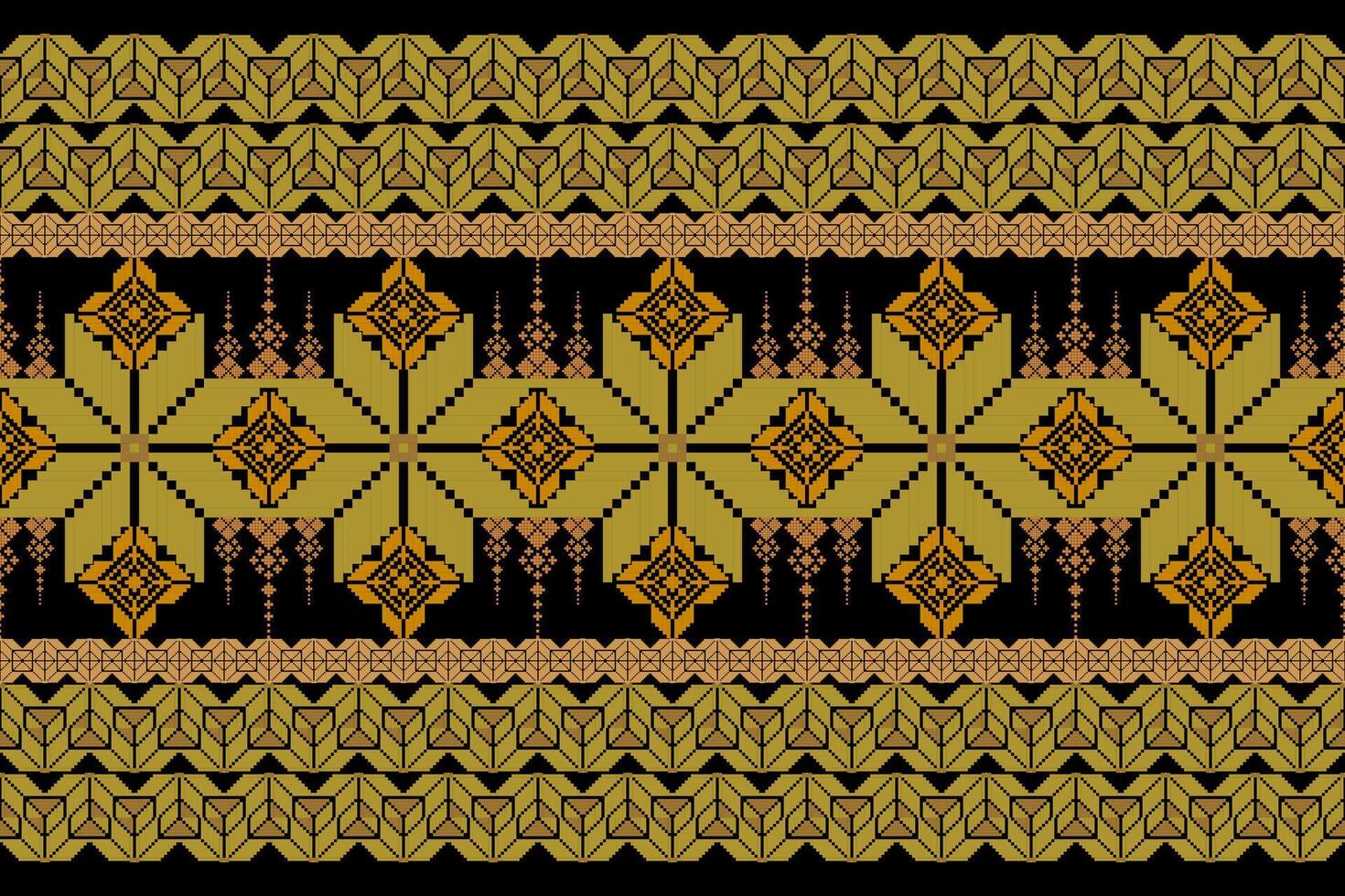 Geometric floral pattern background illustration.flower ethnic pixel pattern,Aztec style,abstract background.design for texture,fabric,clothing,decoration,print,sarong. vector