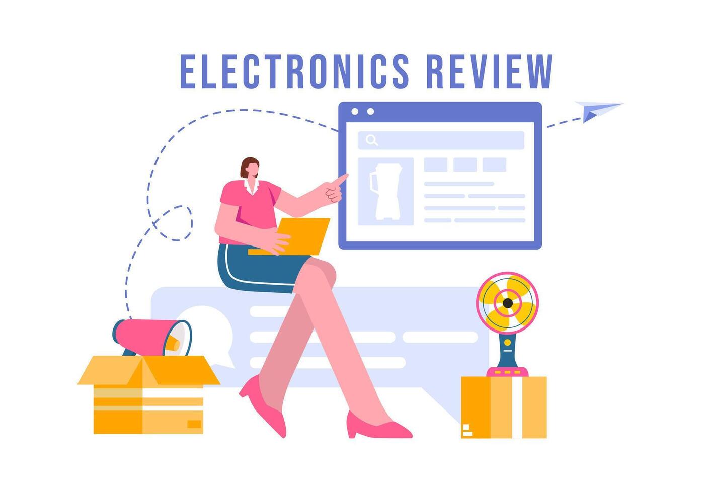 Electronics Review Illustration with Customer Ratings on Quality of Service or Application and Providing Feedback in a Flat Cartoon Background vector