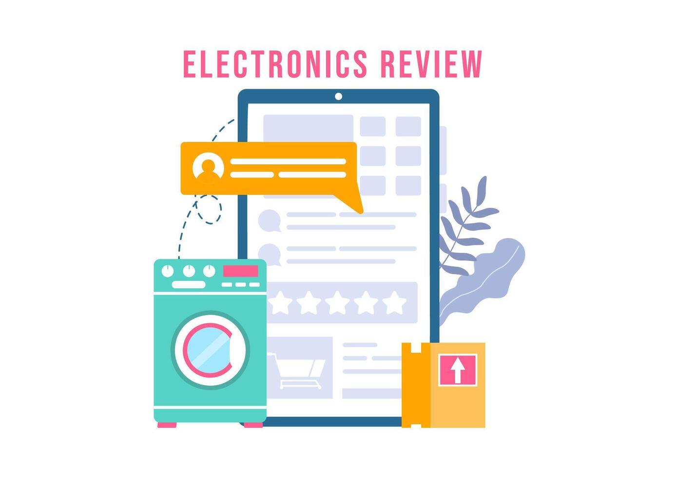 Electronics Review Illustration with Customer Ratings on Quality of Service or Application and Providing Feedback in a Flat Cartoon Background vector