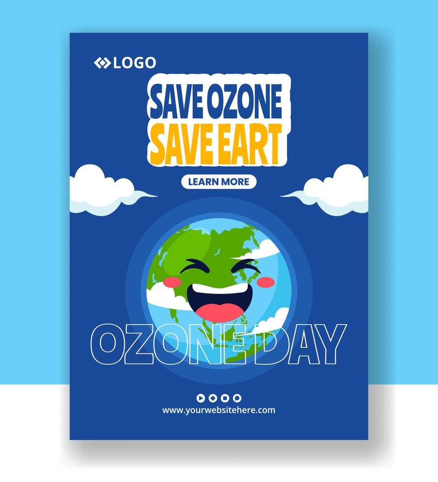 Ozone Day Vertical Poster Flat Cartoon Hand Drawn Templates Background Illustration vector