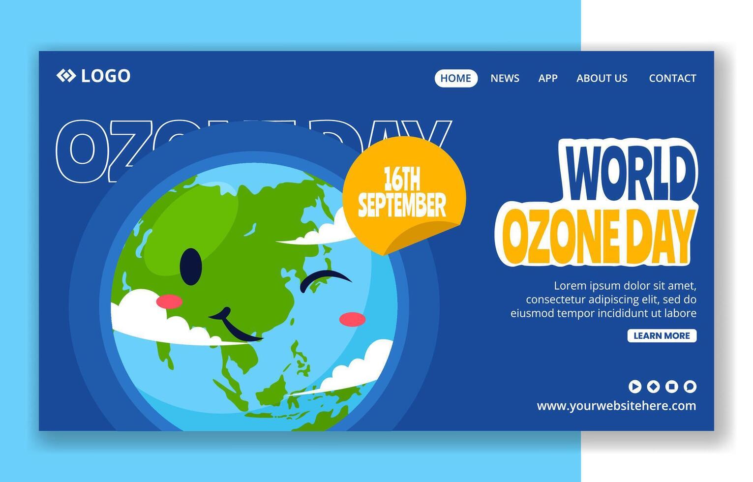 Ozone Day Social Media Landing Page Cartoon Hand Drawn Templates Background Illustration vector