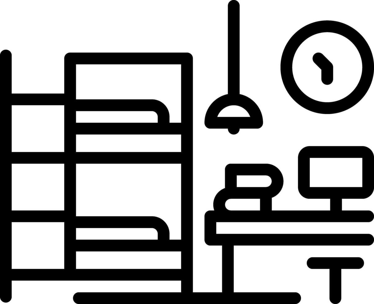 Black line icon for hostel vector