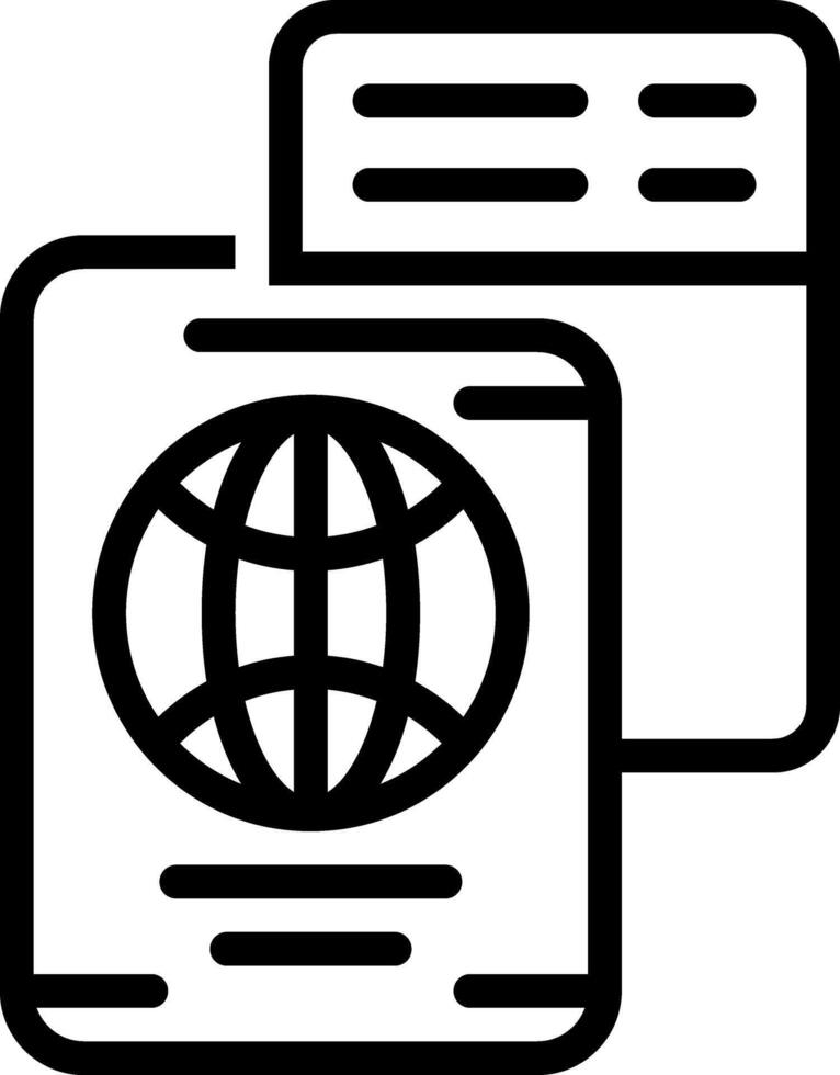 Black line icon for passport vector
