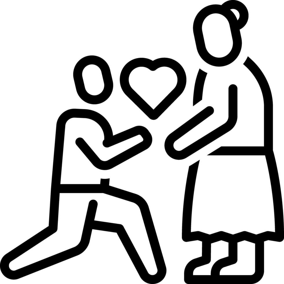 Black line icon for give love vector