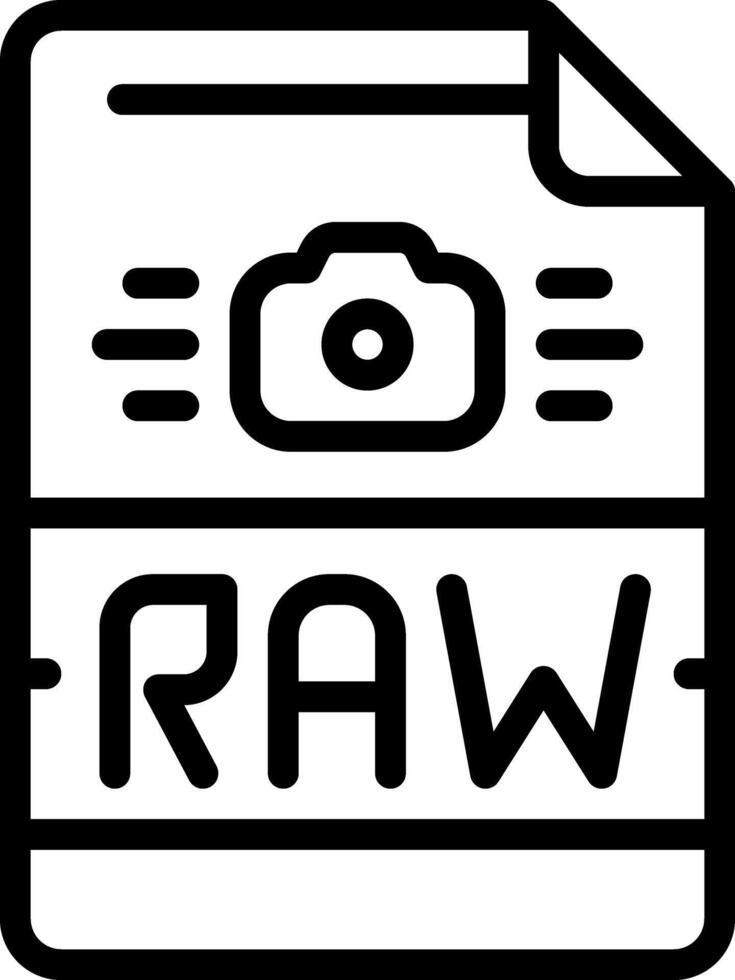 Black line icon for raw file vector