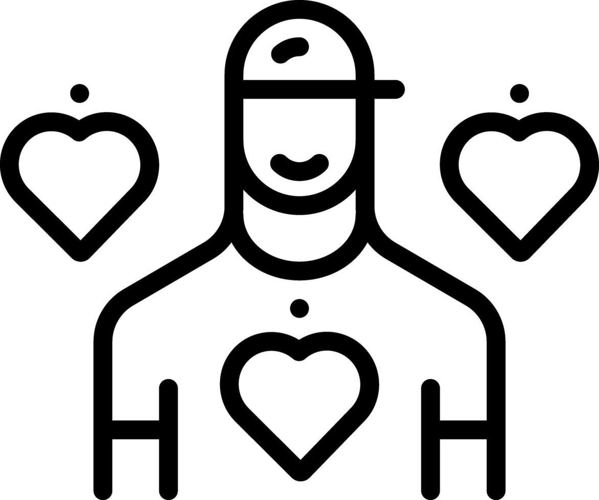 Black line icon for volunteers vector