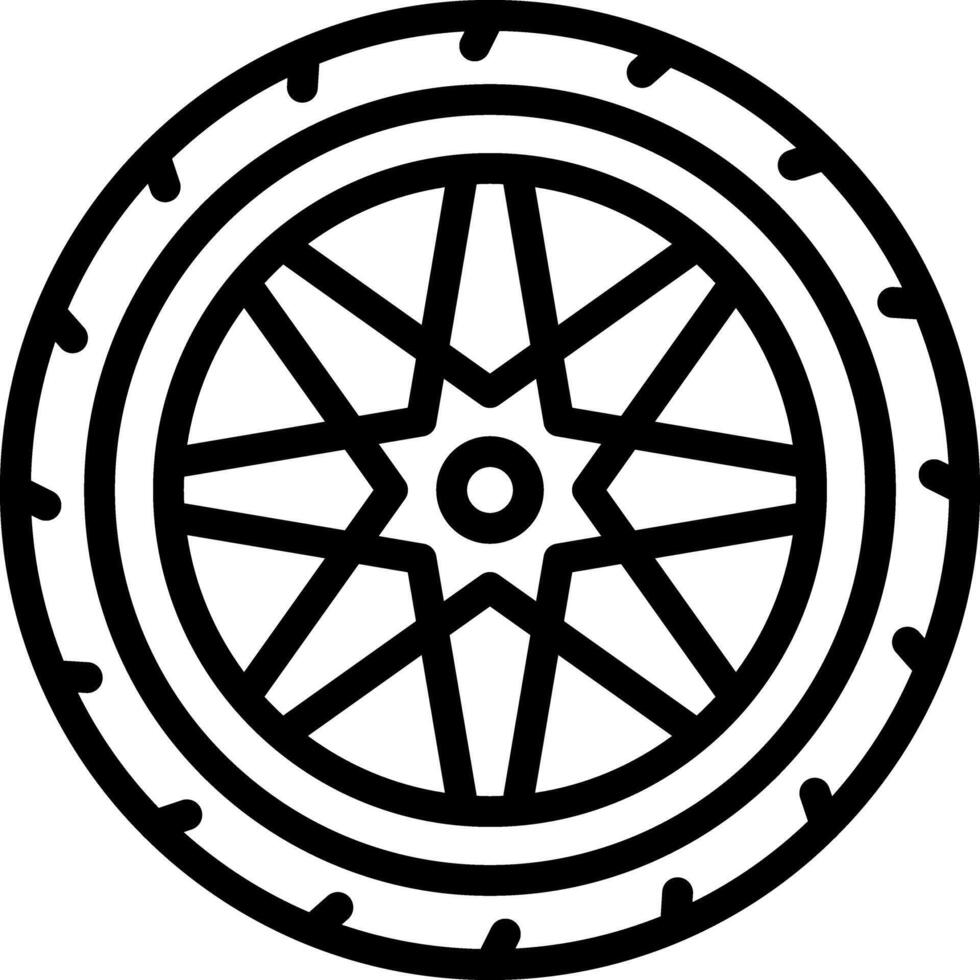 Black line icon for wheel vector