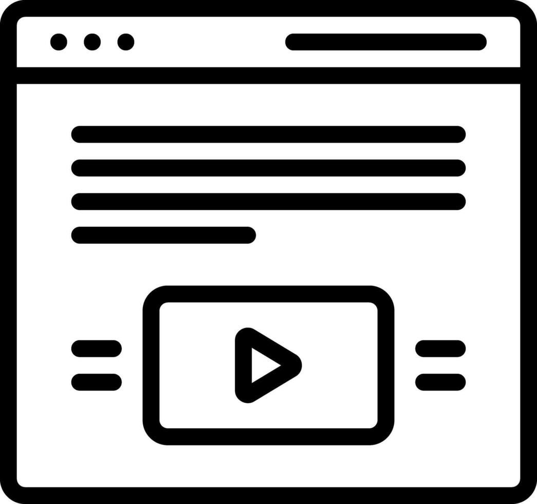 Black line icon for vlog review content vector