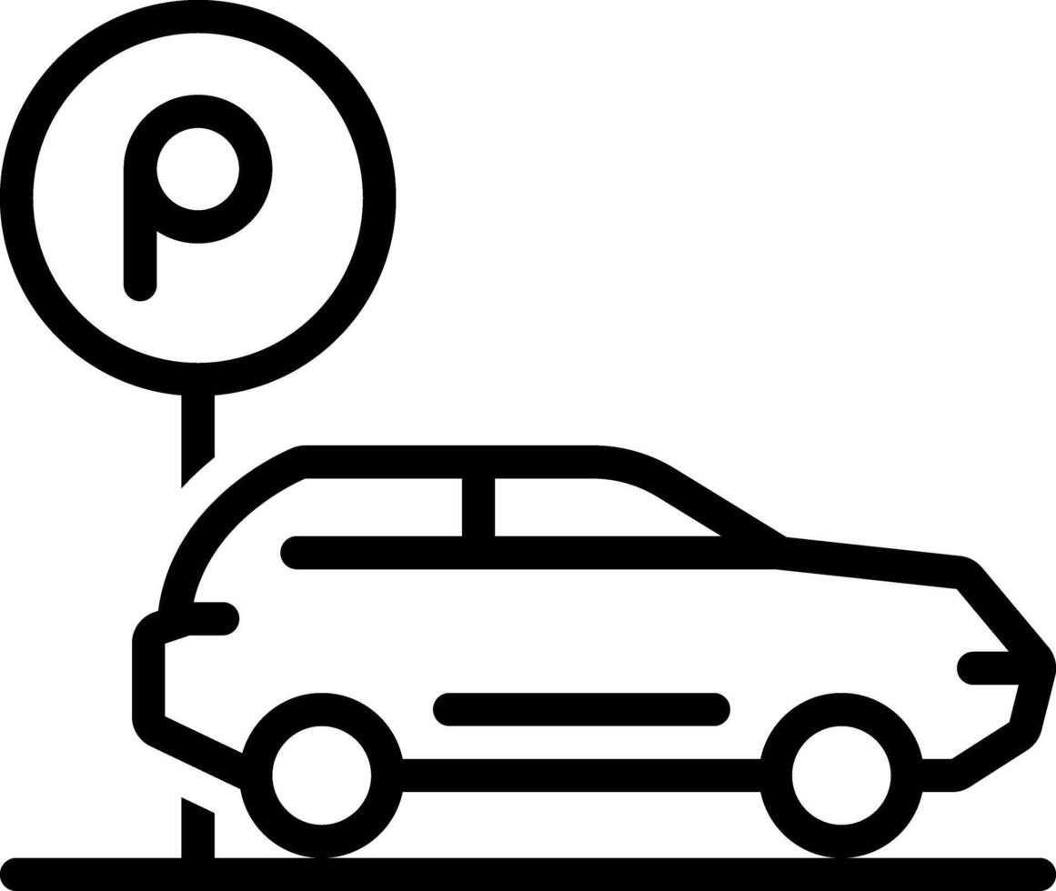 Black line icon for car parking vector