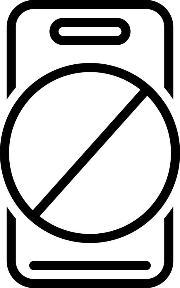 Black line icon for no phone vector