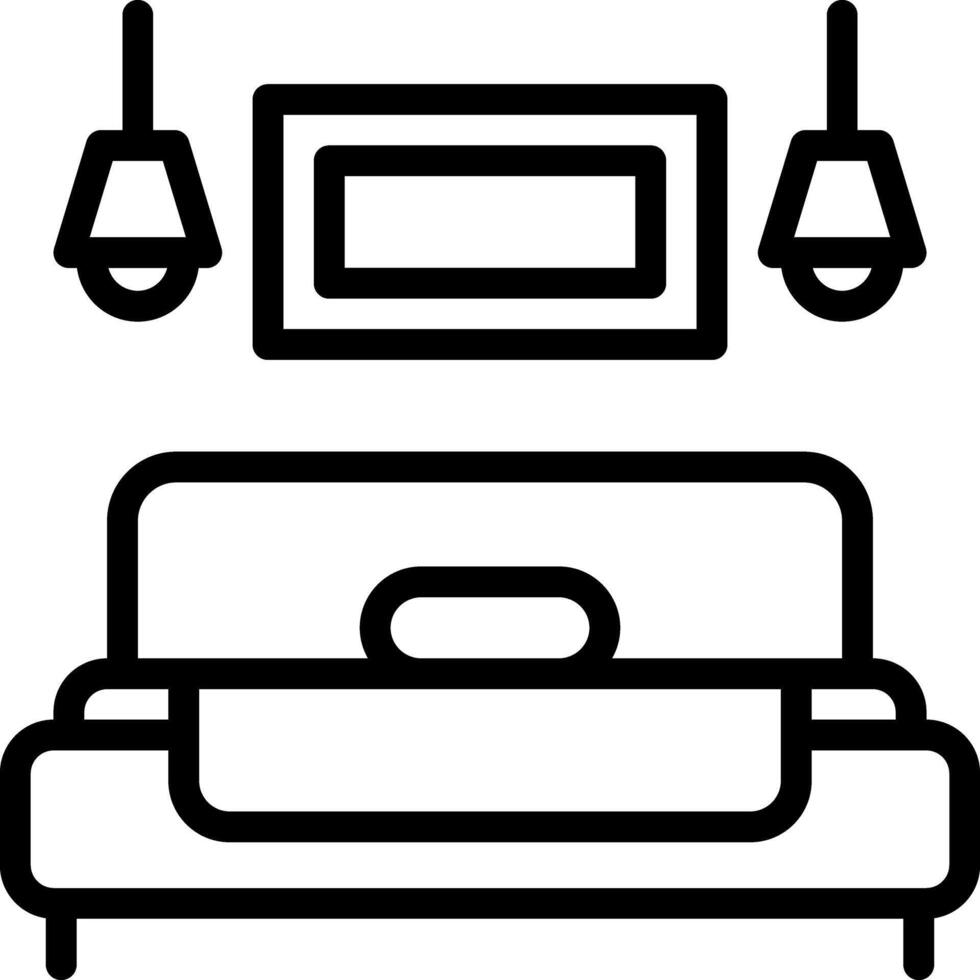 Black line icon for singal bed vector