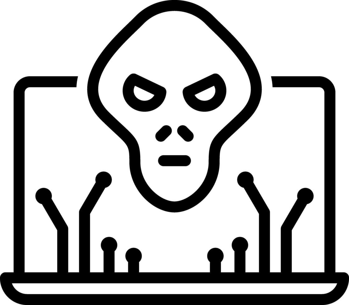 Black line icon for cyber attack vector