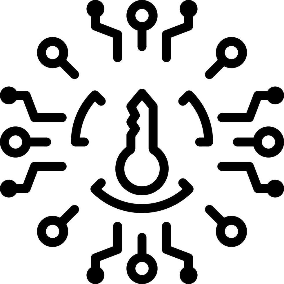 Black line icon for encryption vector