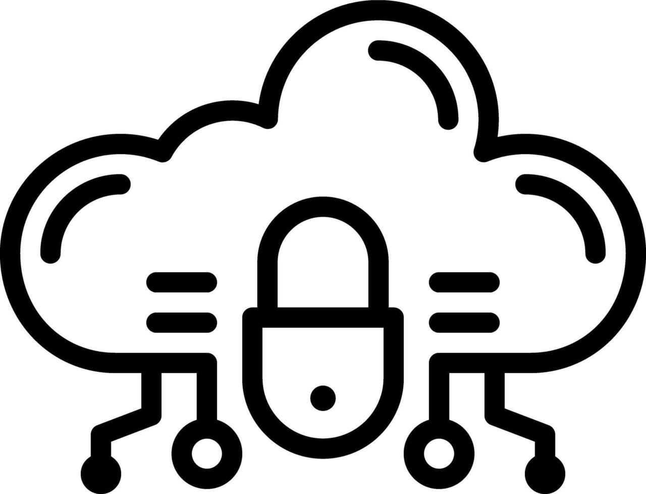 Black line icon for cloud security vector