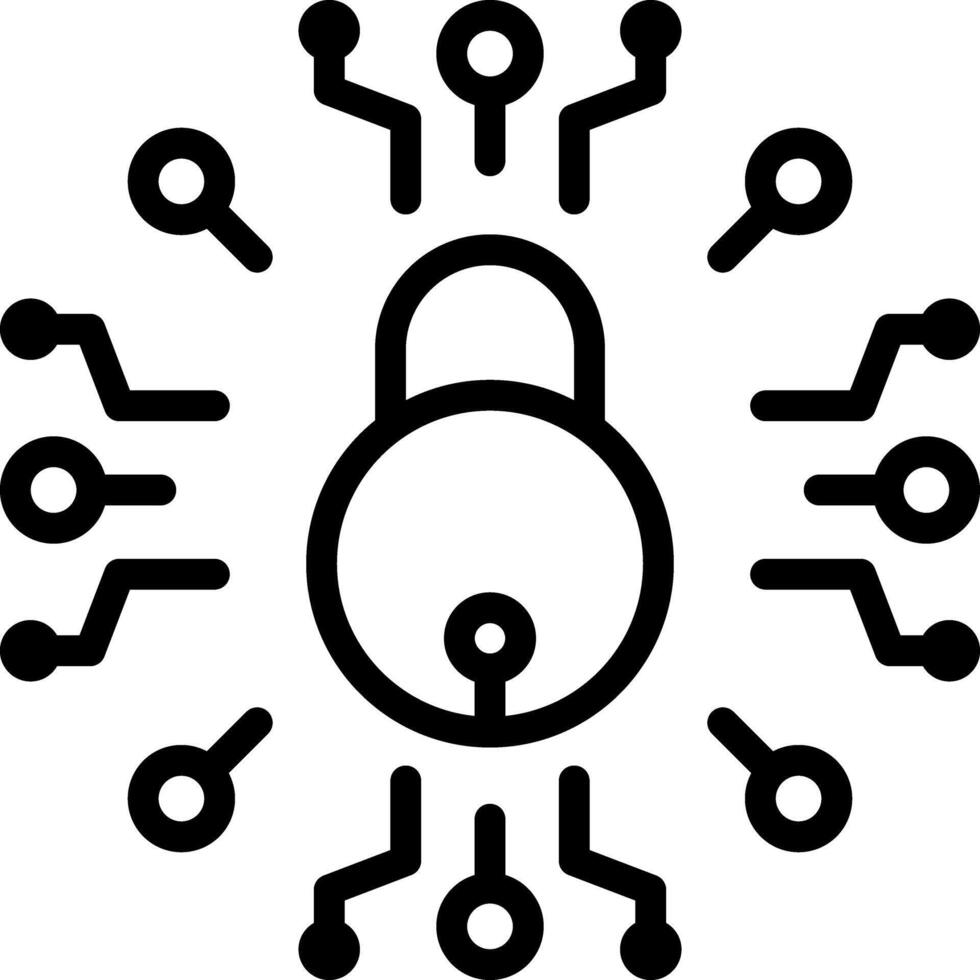 Black line icon for secure network vector