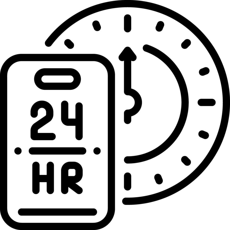 Black line icon for 24 hours vector