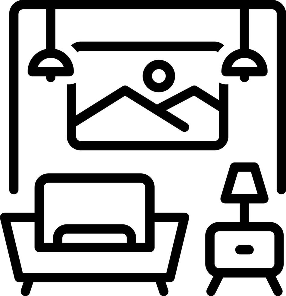Black line icon for living room vector