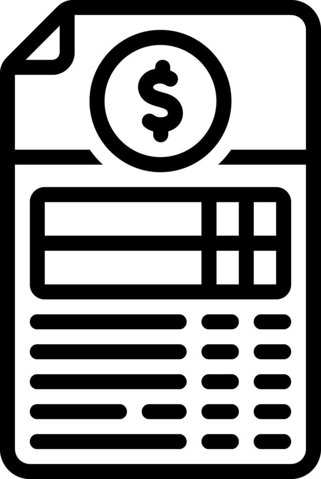 Black line icon for invoice vector