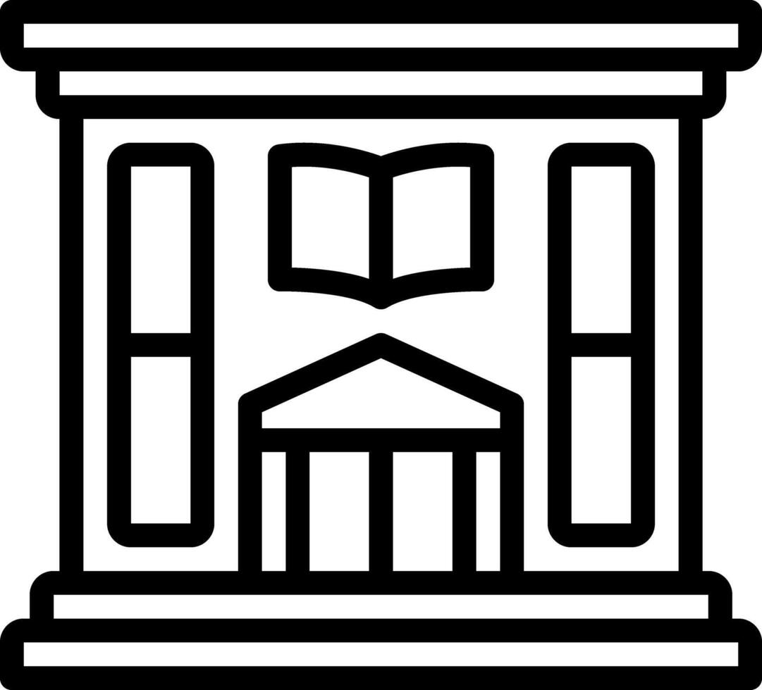 Black line icon for library vector