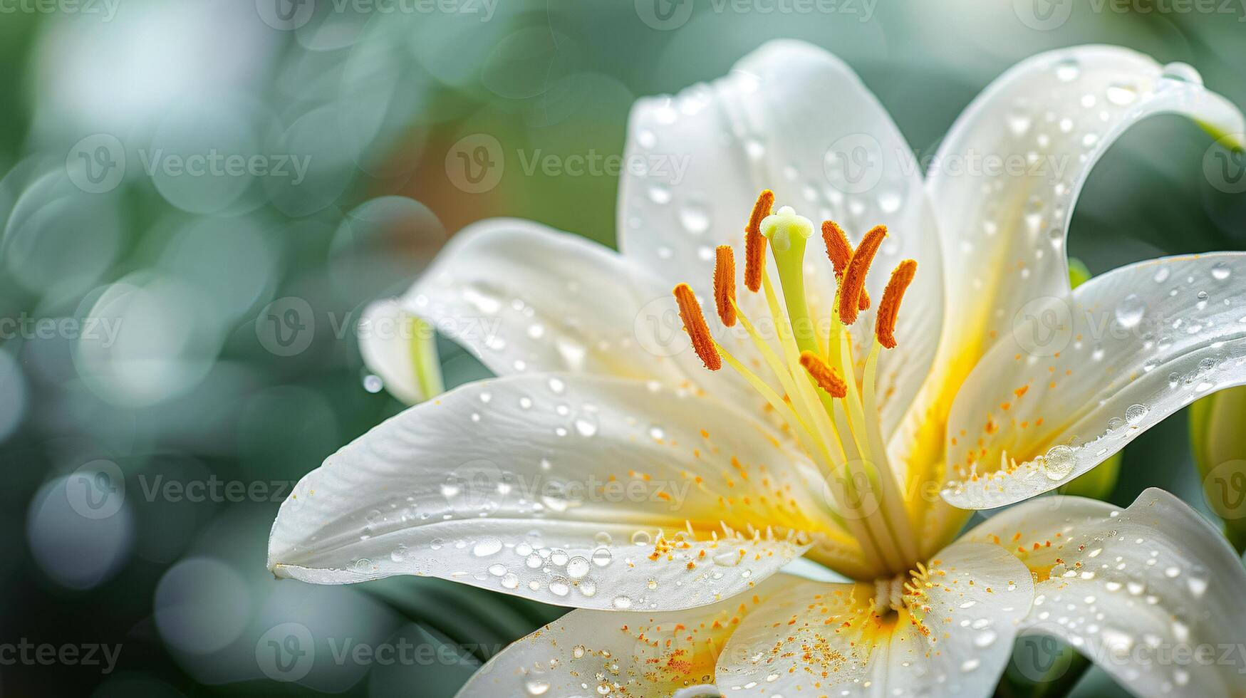 Pink and white lily flower bouquet in background photo