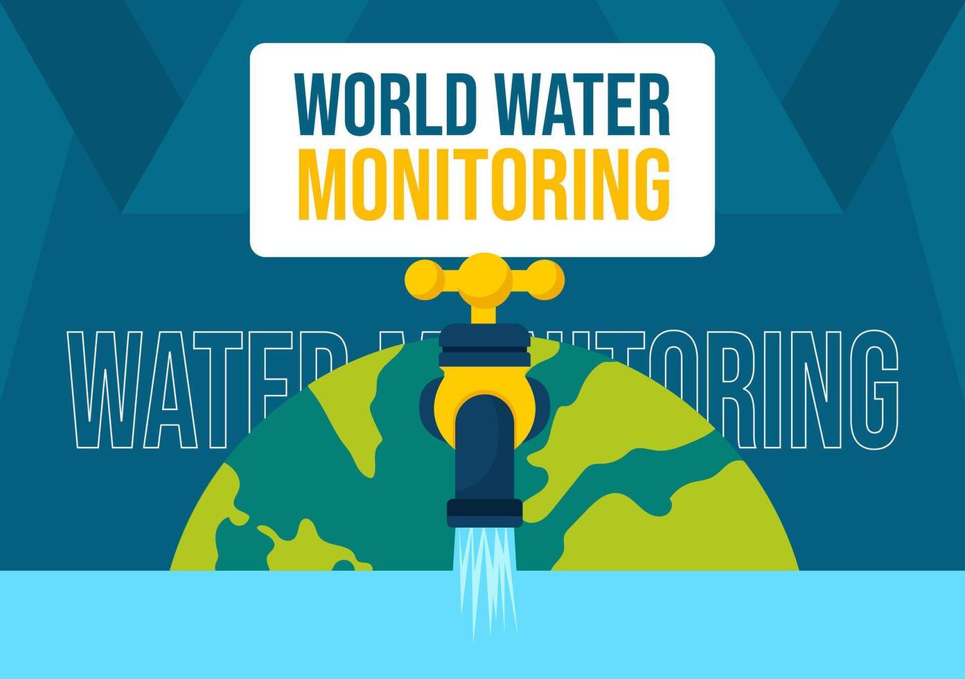 Water Monitoring Day Social Media Background Flat Cartoon Hand Drawn Templates Illustration vector