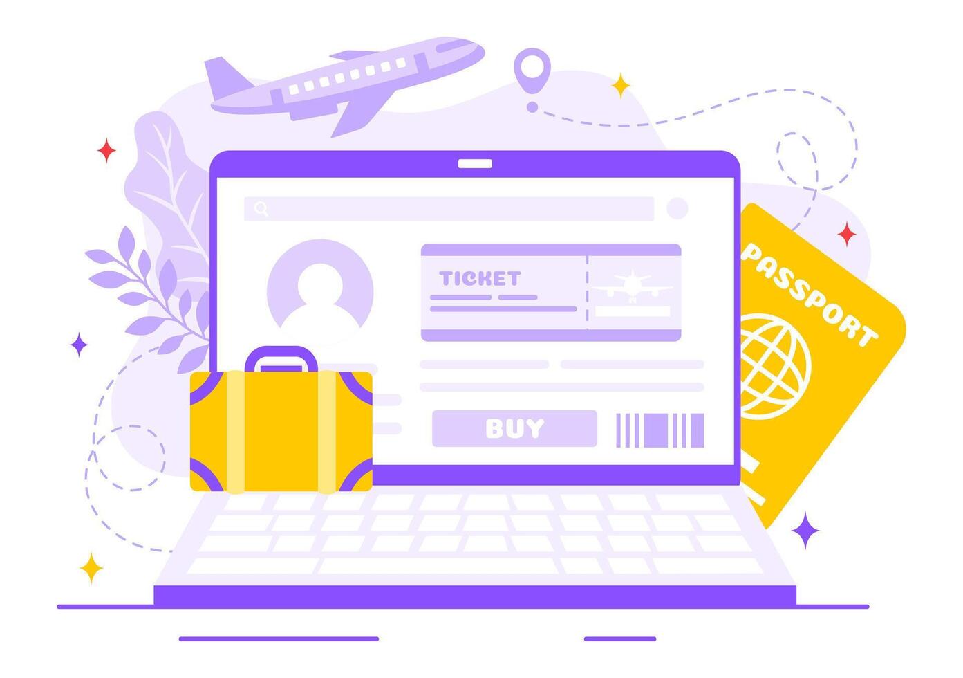 Online Travel Ticket Illustration Through a Transportation and Journey Provider App for Booking in a Flat Style Cartoon Background vector
