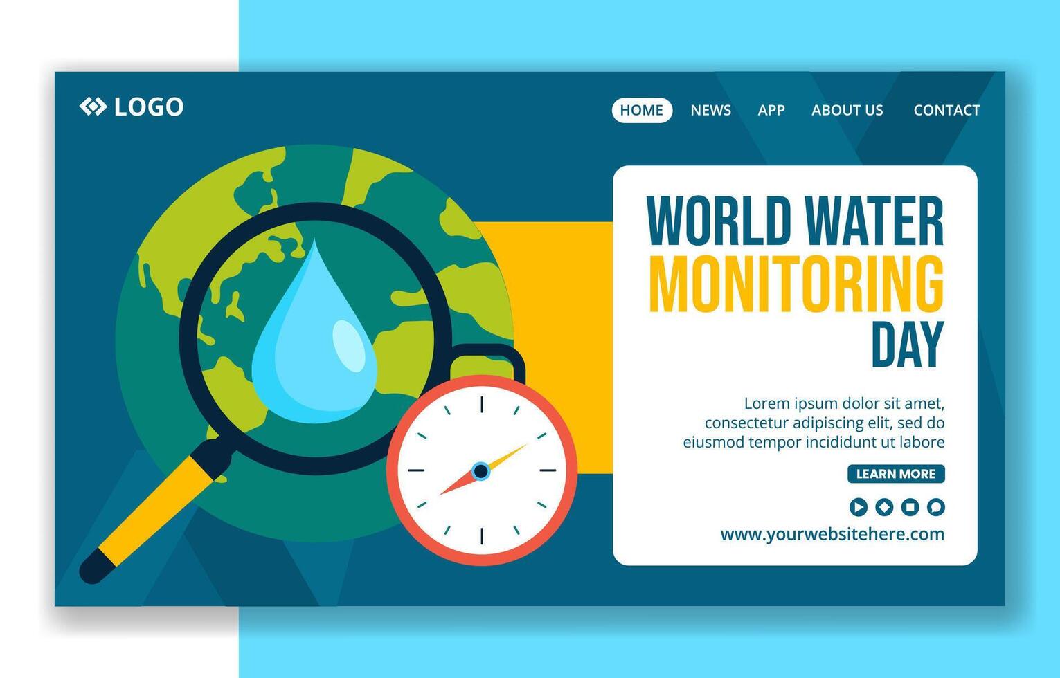 Water Monitoring Day Social Media Landing Page Cartoon Hand Drawn Templates Background Illustration vector
