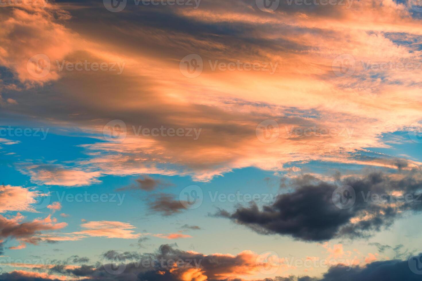 Colorful sunset sky with clouds photo