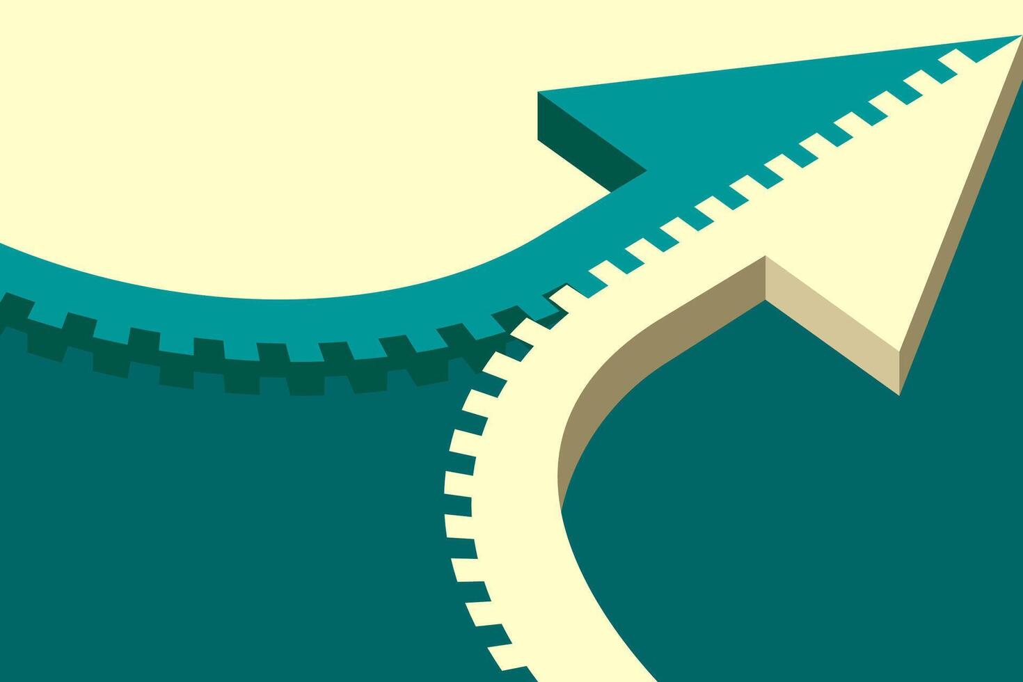 Zipper style arrow merger related to teamwork or unity. vector