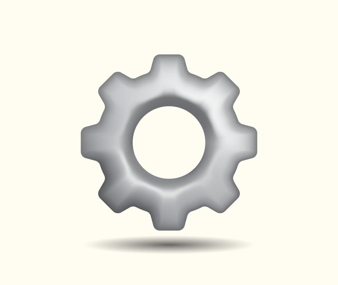 Cute and stylist 3D gear or cogwheel icon vector