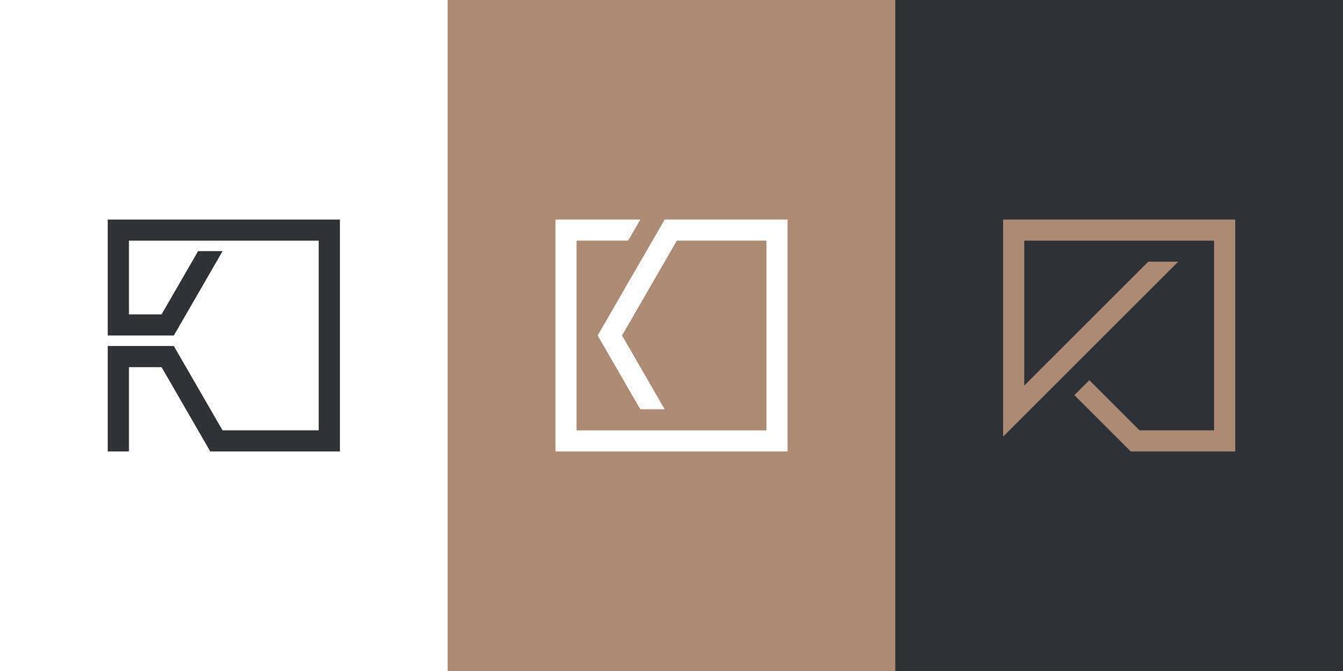 Set of letter K logo design with squere style. Premium vector
