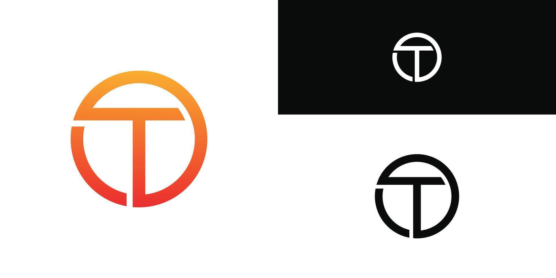 Letter T logo design with circle shape. Premium vector