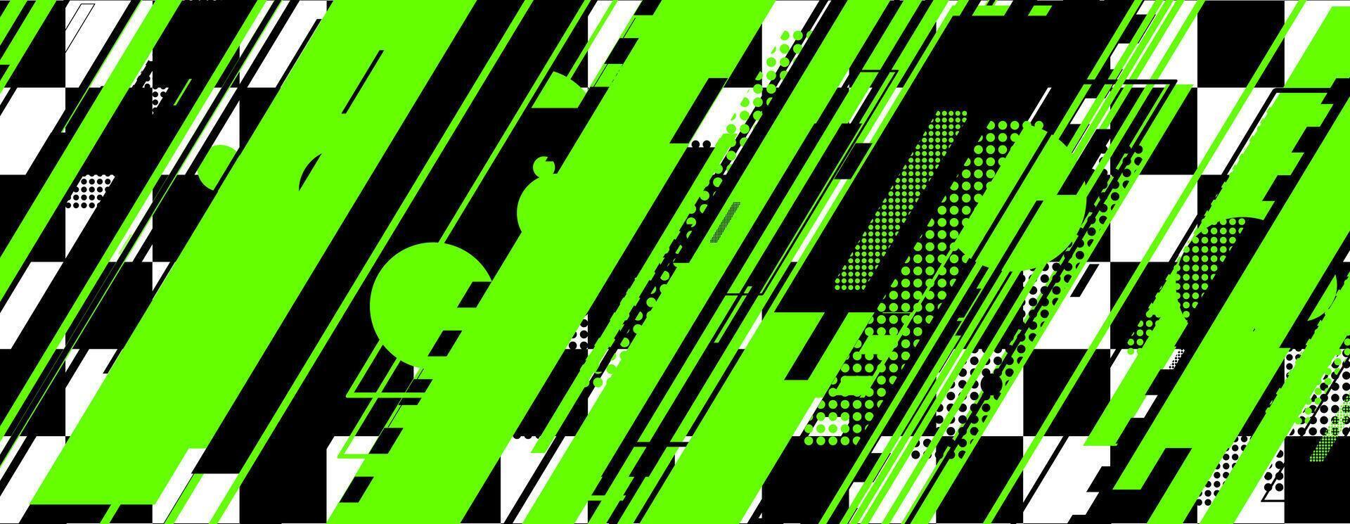 abstract green racing background with checkboard and lines vector