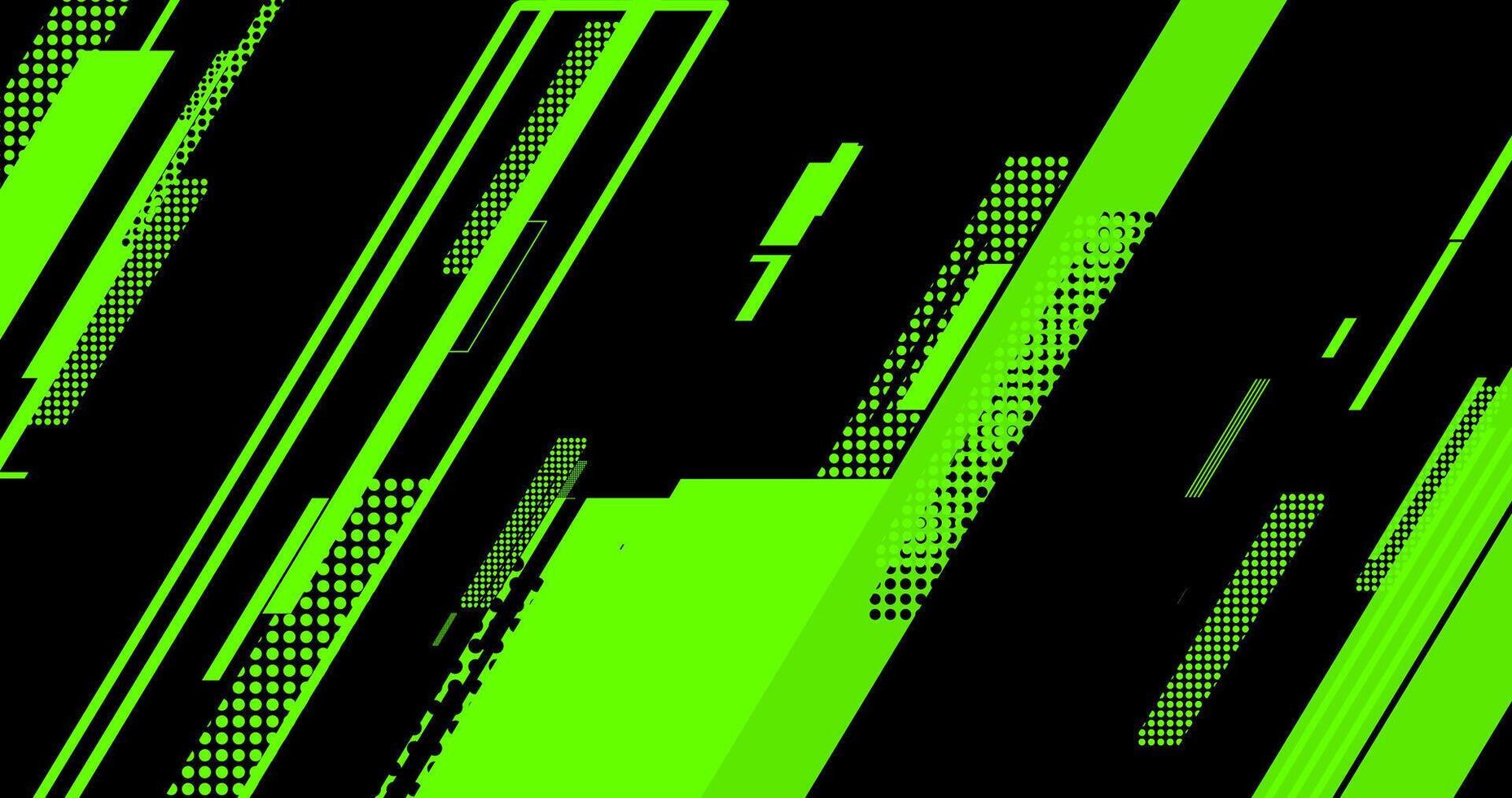 a green and black background with geometric lines and dots vector