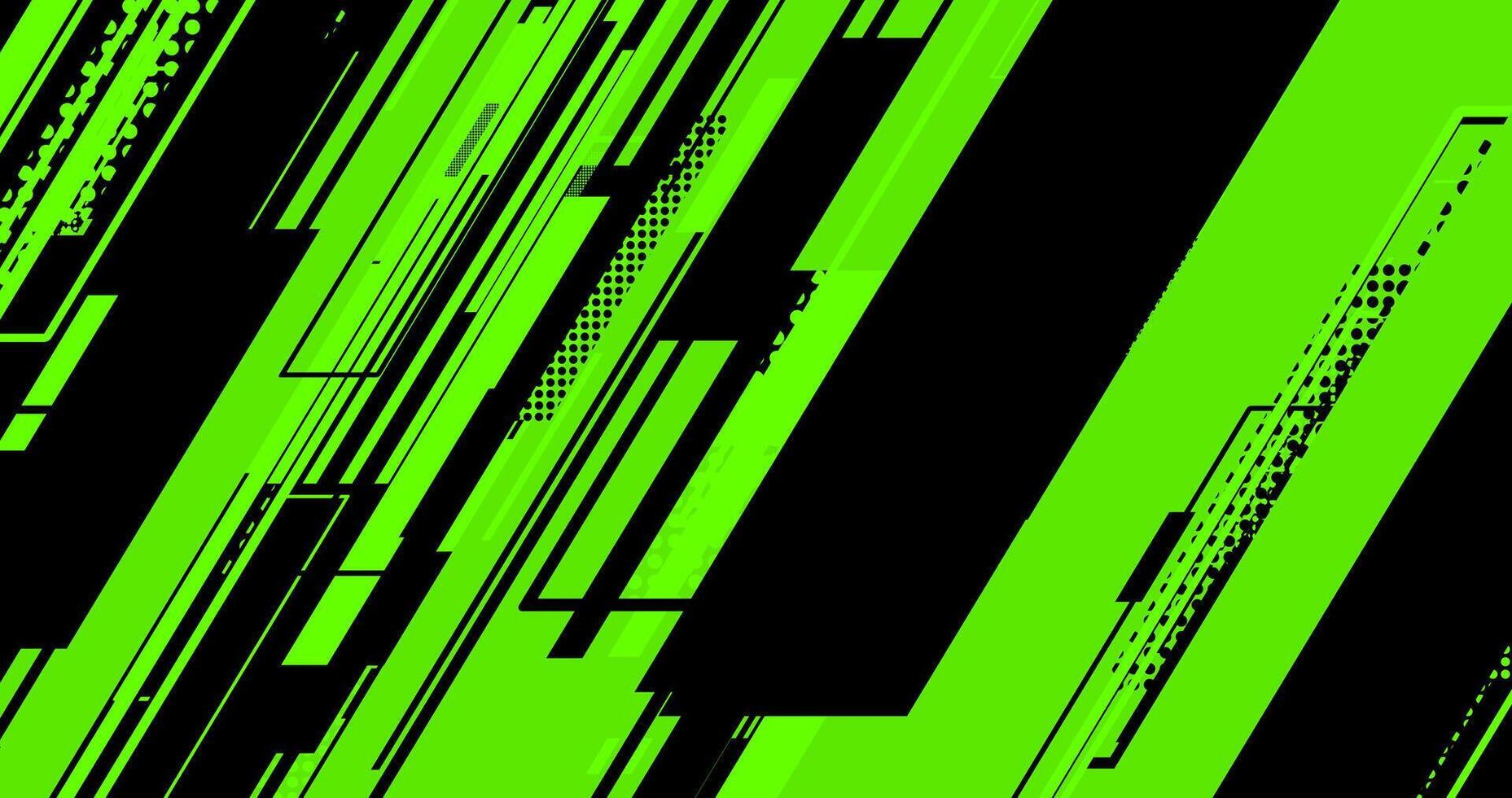 a green and black background with geometric lines and dots vector