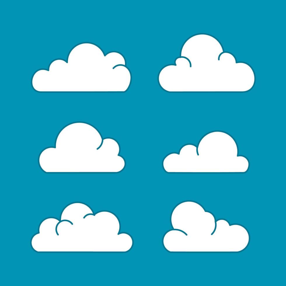 collection of simple vectors of clouds in the sky