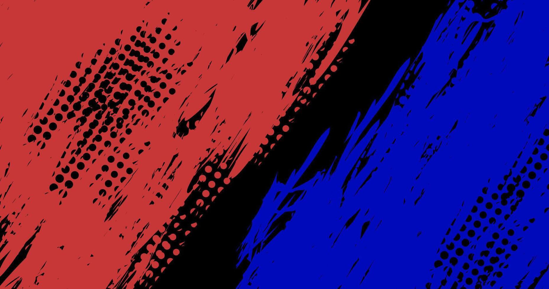 a red and blue background with a black stripe brush vector