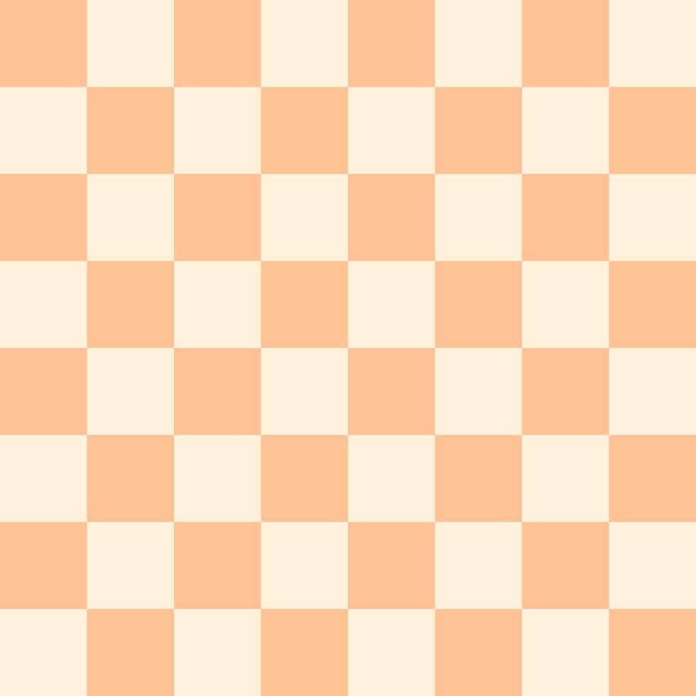 seamless repeating pattern with hand drawn checkerboard in orange and cream. vector