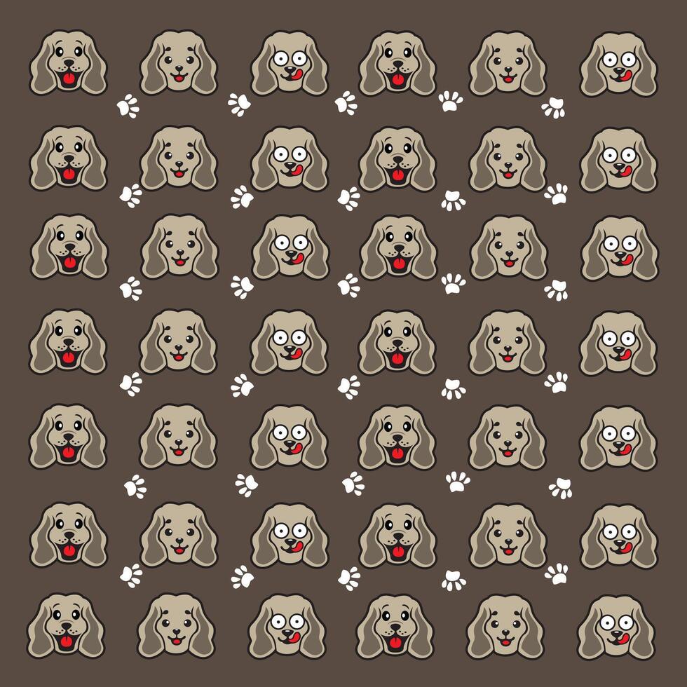 cute dog and paw pattern vector